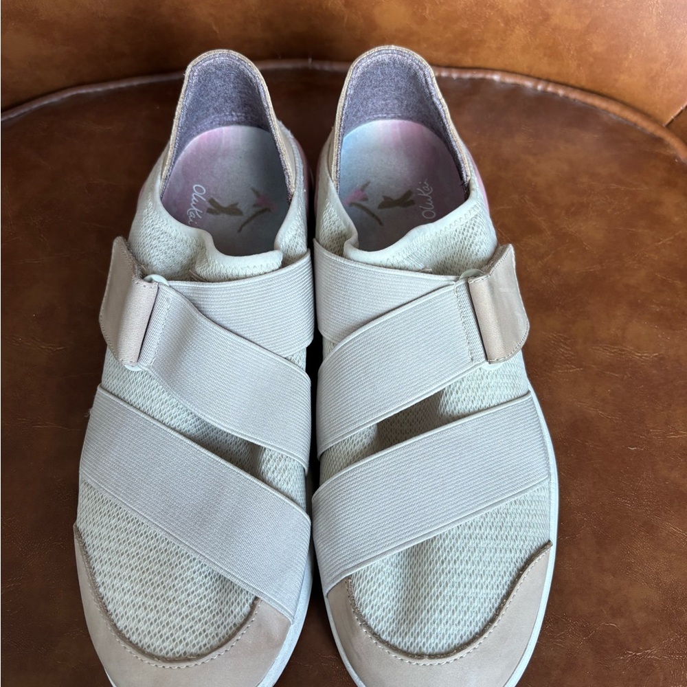Olukai Mikilua Kako’o Women's Beige Pink Leather Slip On Strap Sneakers Size 10 - Picture 4 of 9